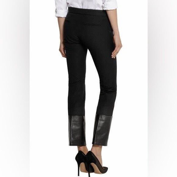 Joseph Crown Lambskin Leather Trimmed Stretch-Gabardine Pants in Black 6 - Picture 2 of 16